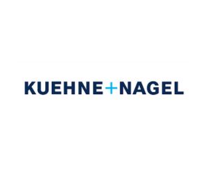 The logo of Kuehne + Nagel showcases the company name in bold blue text with a plus sign between "Kuehne" and "Nagel," symbolizing their commitment to providing global logistics solutions.